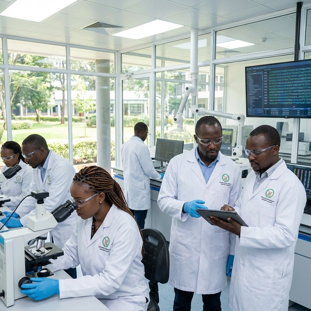 African researchers collaborating in the Zodel Hub lab